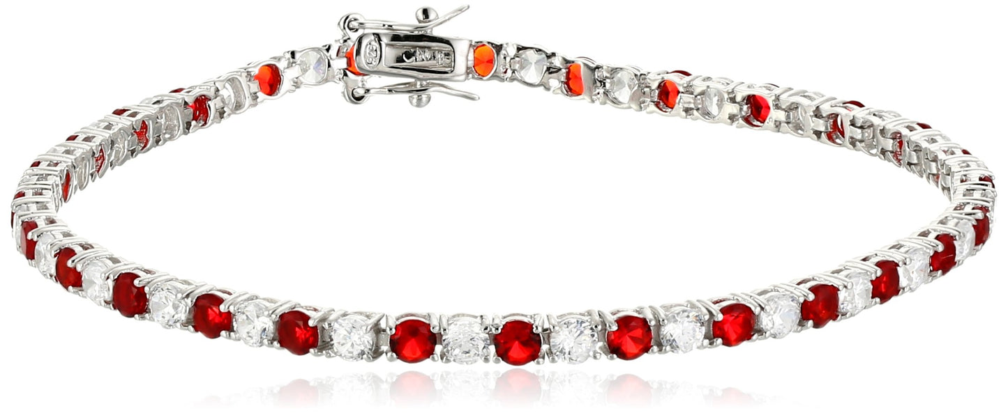 Amazon Essentials Sterling Silver Alternating Stone Prong Set AAA Cubic Zirconia Tennis Bracelet (previously Amazon Collect….