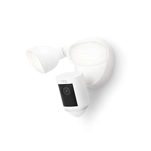 Ring Floodlight Cam Wired Pro with Bird's Eye View and 3D Motion Detection, White.