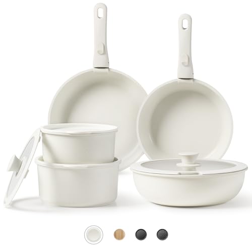 Non-Stick 11-Piece Cookware Set with Oven → Fridge Safe and Space Saving