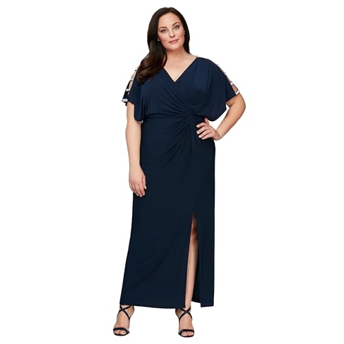 Women's Plus Size Long Cowl Neck A-line Special Occasion Dress
