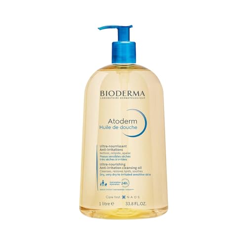 Gentle soothing shower oil for dry skin by Bioderma Atoderm.