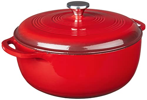 Large Dutch Oven Cookware with Island Spice Red Color Finish.