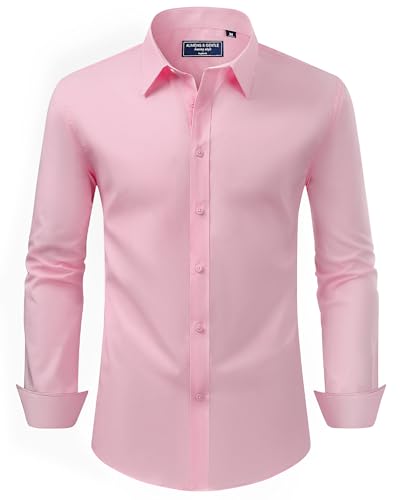 Elegant Men's Solid Long Sleeve Dress Shirt Suitable for Weddings.