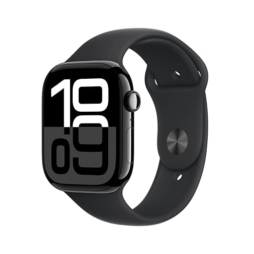 Apple Watch Series 10 Smartwatch with Jet Black Aluminium Case and Black Sport Band