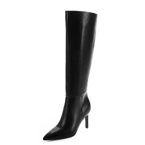 Stiletto Tall Knee High Boots with Short Pointed Toe Straps鬱