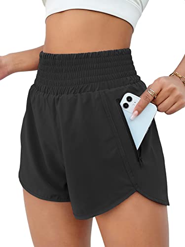 Moisture-Wicking, Pocketed High-Waisted Athletic Shorts for Women's Sporty Fitness.