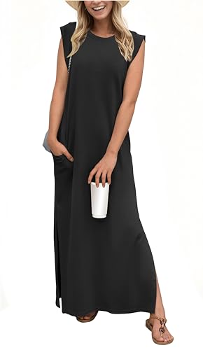 Women's Relaxed Fit Long Maxi Dress with Pockets for Summer.
