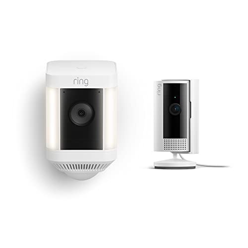 Wireless indoor security camera with battery backup and motion detection.