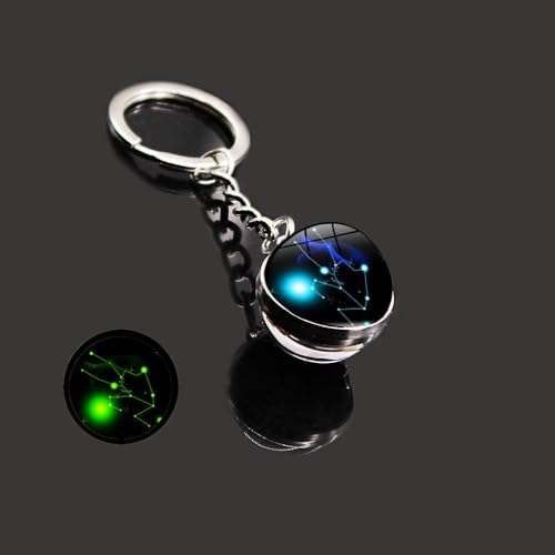 Key Chain for Men Women Twelve Constellations Gemstone Key Ring Fashion Bag Backpack Car Charm ...