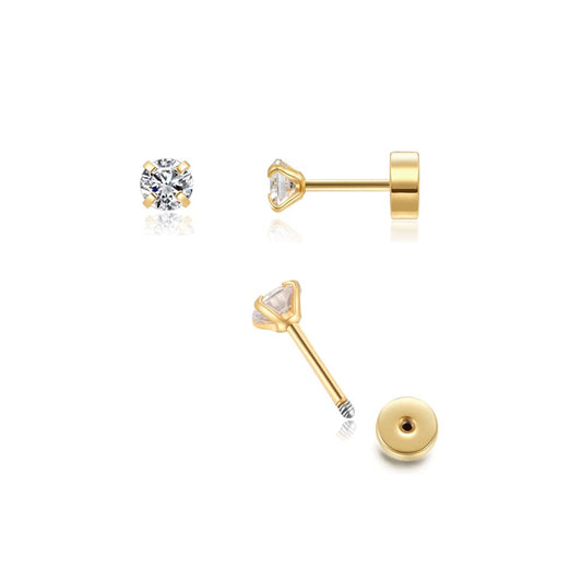 Delicate 3mm CZ Studs on Helix for Elegance and Versatility Always.