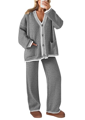 Sophisticated Women's High-Quality Long Sleeve Knit Lounge Set Tracksuit