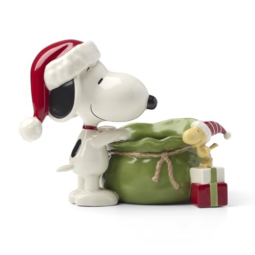 Lenox Snoopy Christmas Santa Sack Candy Bowl
