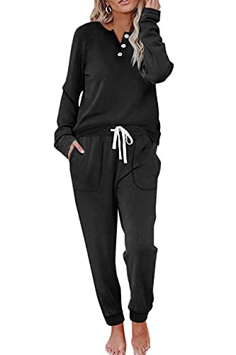 Cozy Button-Down Long Sleeve Sweatpants and Puffy Sweatshirt Two Piece Set.