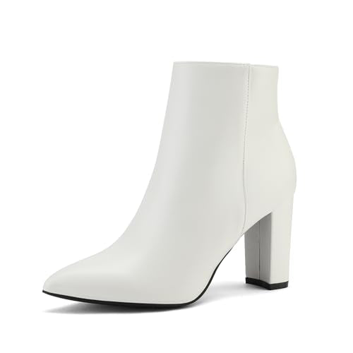 Cozy Chic Women's Chunky Heel Ankle Boots with Statement Pointed Toe.