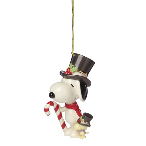 Snoopy and Woodstock with Candy Cane Christmas Tree Decoration