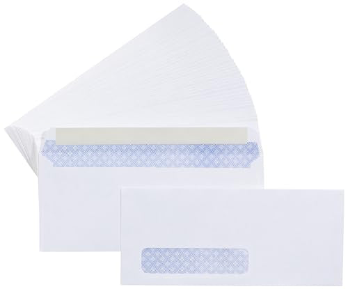 Amazon Basics White Self-Seal Business Envelopes, 500-Pack, Security-Tinted Liner.