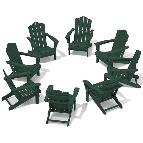 Folding Adirondack Chair Set of 8 in Green