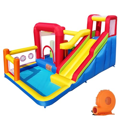 Inflatable Bounce House with Slide and Climbing Wall for Kids