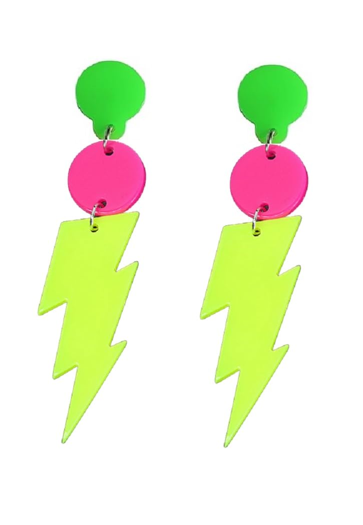 80s Neon Lightning Acrylic Drop Earrings