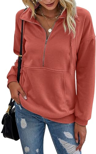 Comfortable Long Sleeve Sweatshirt with Lapel Zipper Drawstring Pullover Top.