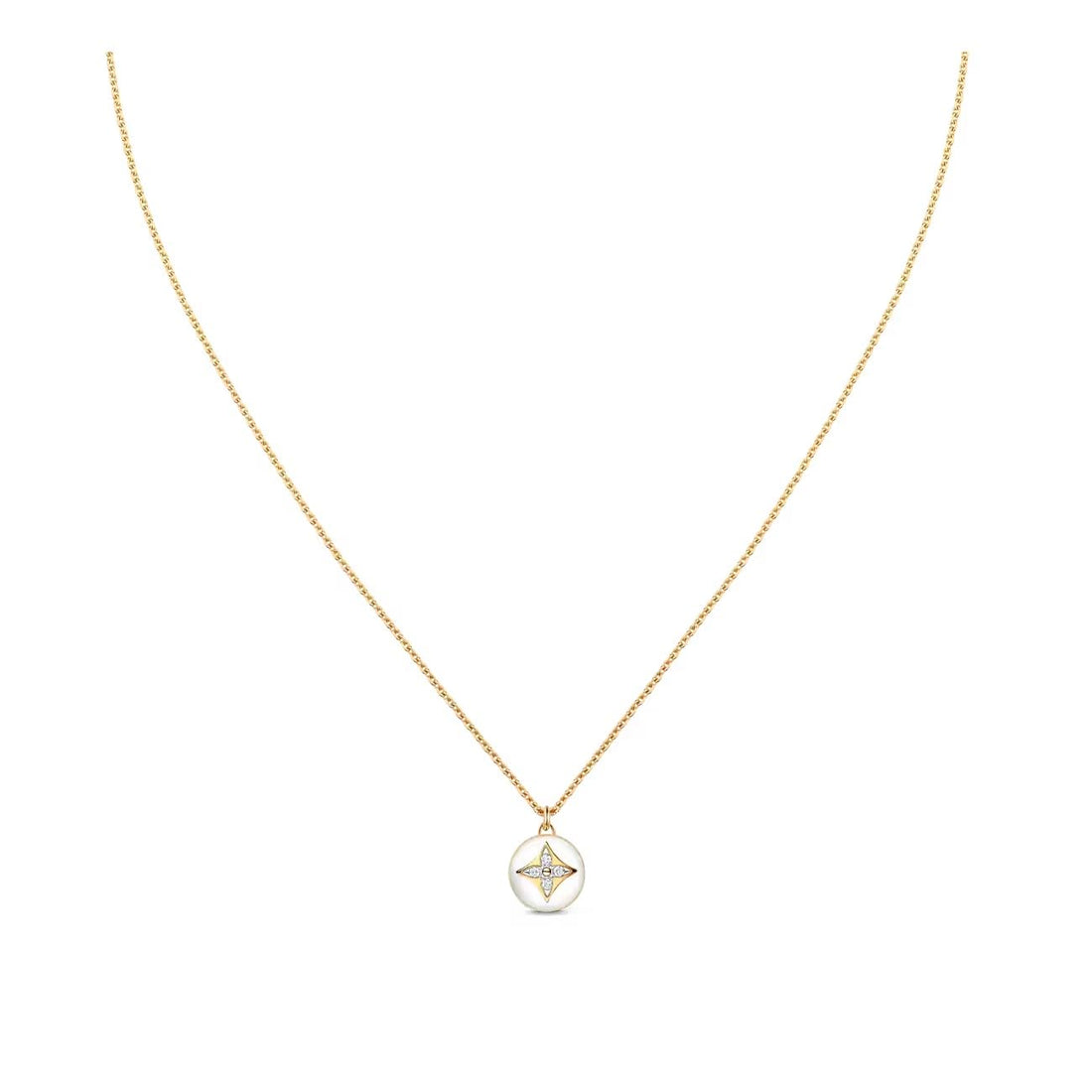 Dual-Tone Pendant Necklace with Enamel Circle