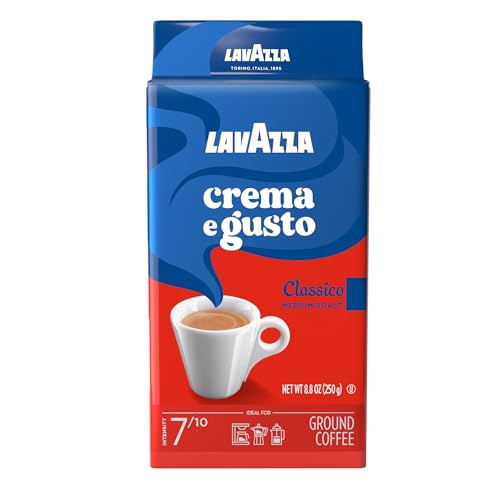 Authentic Italian Blend Espresso Ground Coffee in 8. 8oz Dark Roast Bricks.