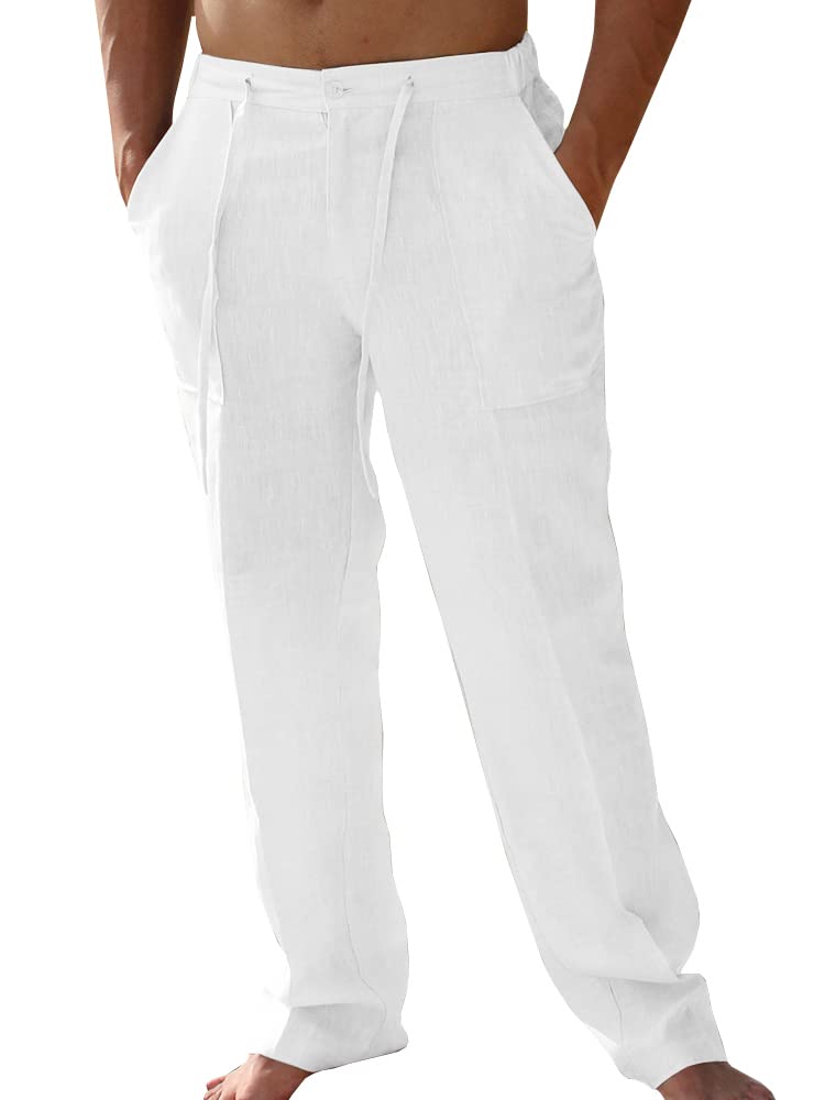 Mens Casual Summer Linen Pants Description and Product Details Relaxed fit linen pants for casual ...