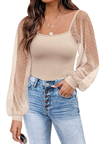 Soft Fashionable Mesh Long Sleeve Blouses for Women's Relaxed Casual Style.