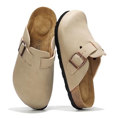 Cloud Genuine Leather Footbed Clogs with Memory Foam Arch Support for Women