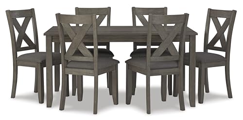 Rustic 7-Piece Gray Dining Sets with Upholstered Chairs
