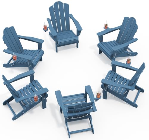 Folding Adirondack Chair Set with Cup Holder and Fire Pit Chairs