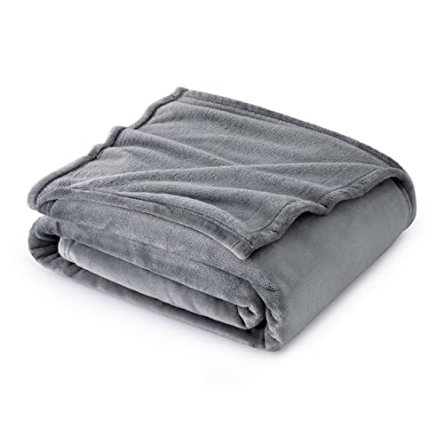 Bedsure Grey Fleece Throw Blanket for Cozying Up Your Sofa.