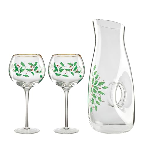 Lenox Holiday 3-Piece Decanter and Wine Glasses Set