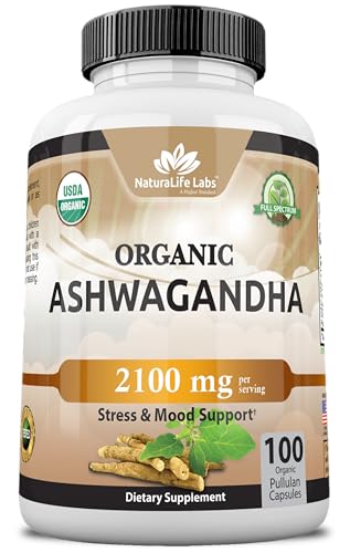 Organic Ashwagandha Capsules for Stress Relief and Mood Enhancement Support.