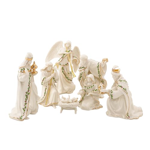 Lenox 7-Piece Mini Nativity Set Christmas Decoration Porcelain Figurine with 24K Gold Accent