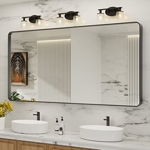 Large Matte Black Metal Framed Bathroom Mirror