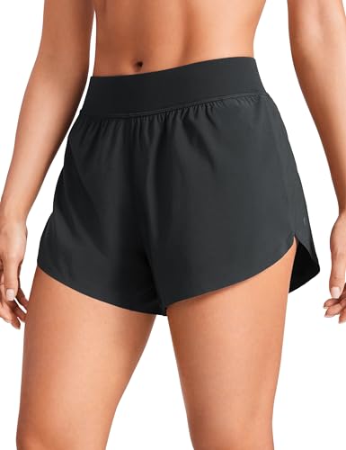 High-contrast workout shorts for women with liner and quick drying.