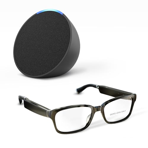 Charcoal Gray Amazon Echo Frames with Alexa and Rare Population Features.