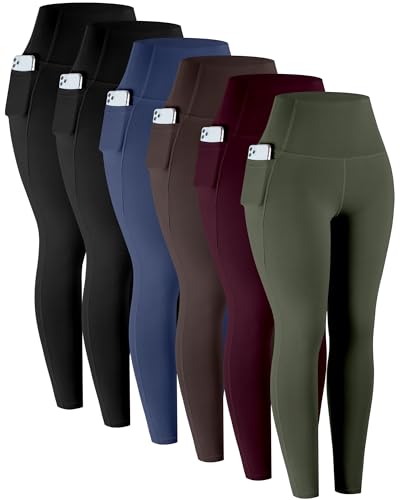 LZYVOO Leggings with Pockets for Women - 6 Pack High Waisted Yoga Pants for Workout