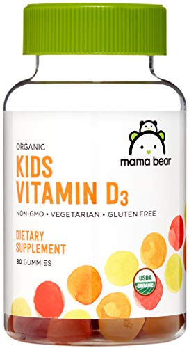 Mama Bear Kids Vitamin D3 Supplement with 25 mcg → 1000 IU dosage.