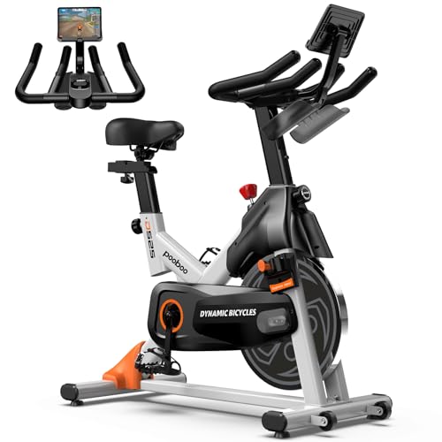 pooboo Exercise Bike, Adjustable Magnetic/Brake Pad Resistance Silent Belt Drive, Indoor Cycling ...