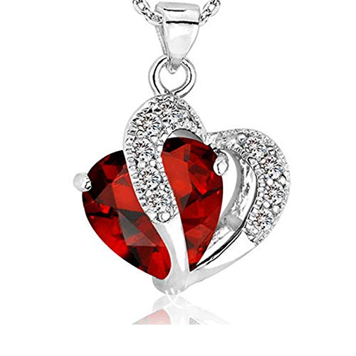 Heart Shaped Pendant Necklaces for Women in Red