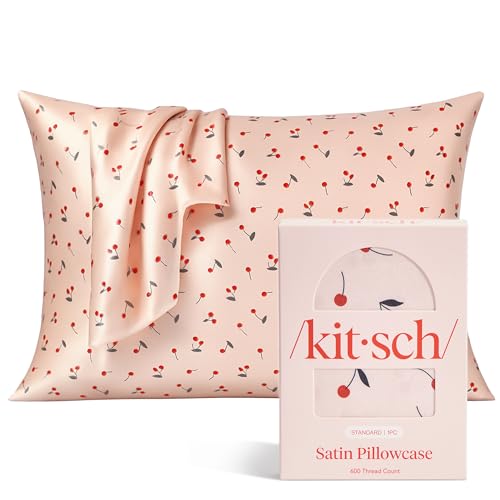 Kitsch Satin Pillowcase for Hair and Skin Care - Queen Size Cooling Pillow Cover with Zipper