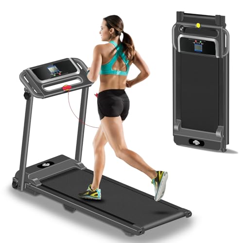 NXSCI Folding Treadmill, 3.0HP Portable Foldable Treadmills for Home with 12 Preset Programs, LED ...