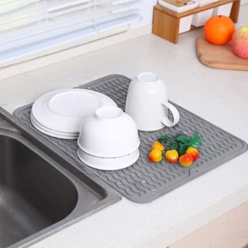 Silicone Dish Drying Mat, Easy clean, Eco-friendly, Heat-resistant Silicone Mat for Multiple Usage...