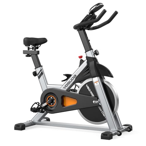 Indoor Exercise Bike with Tablet Mount and Comfortable Cushion Station.