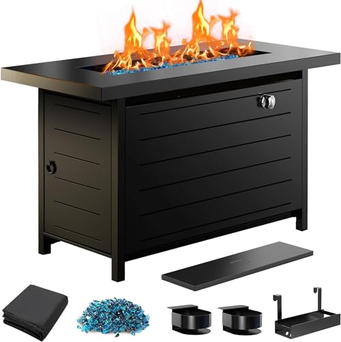 Propane Fire Pit with Glass Beads and Cup Holders