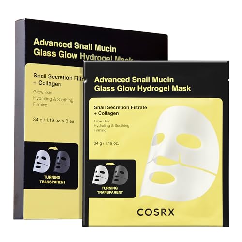 COSRX Snail Mucin Face Masks for Glowing Skin - 3 Pack Hydrogel Skincare Set