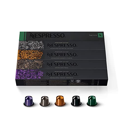 Nespresso Capsules for Dark Roast Espresso Coffee, 50-Count Variety Pack.