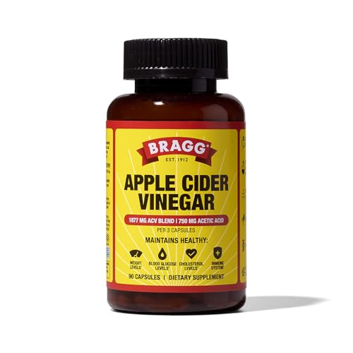 Natural Health Supplement: Vegan Apple Cider Vinegar Capsules, 750mg per serving.